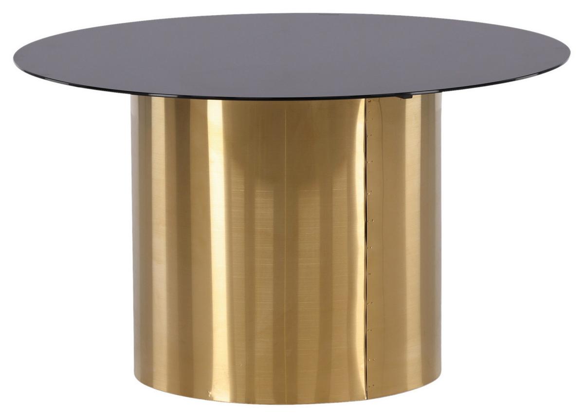 Couchtisch Ystad - Goldfarben/Schwarz, Design, Glas/Metall (80/80/46cm) - Livetastic