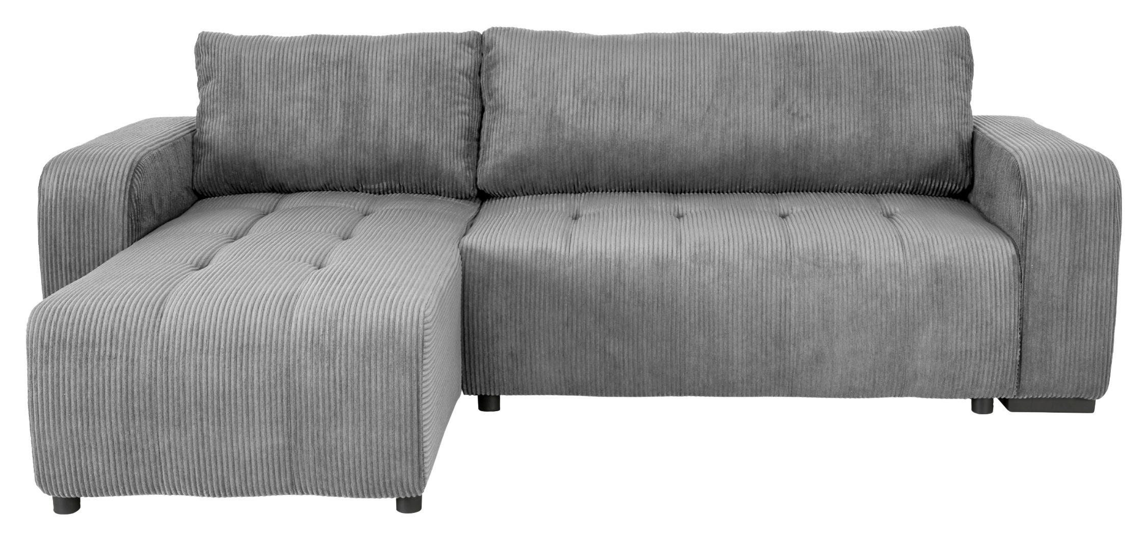 Ecksofa mit Bettfunktion Marseille, anthrazit - Anthrazit/Schwarz, Trend, Holz/Holzwerkstoff (155/240cm)