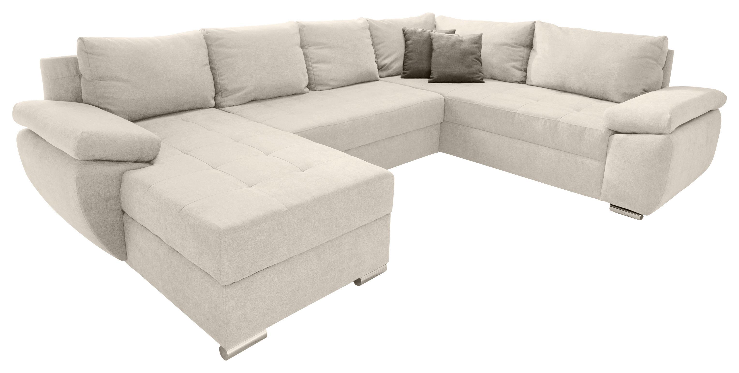 Wohnlandschaft Terana mit Schlaffunktion, Creme