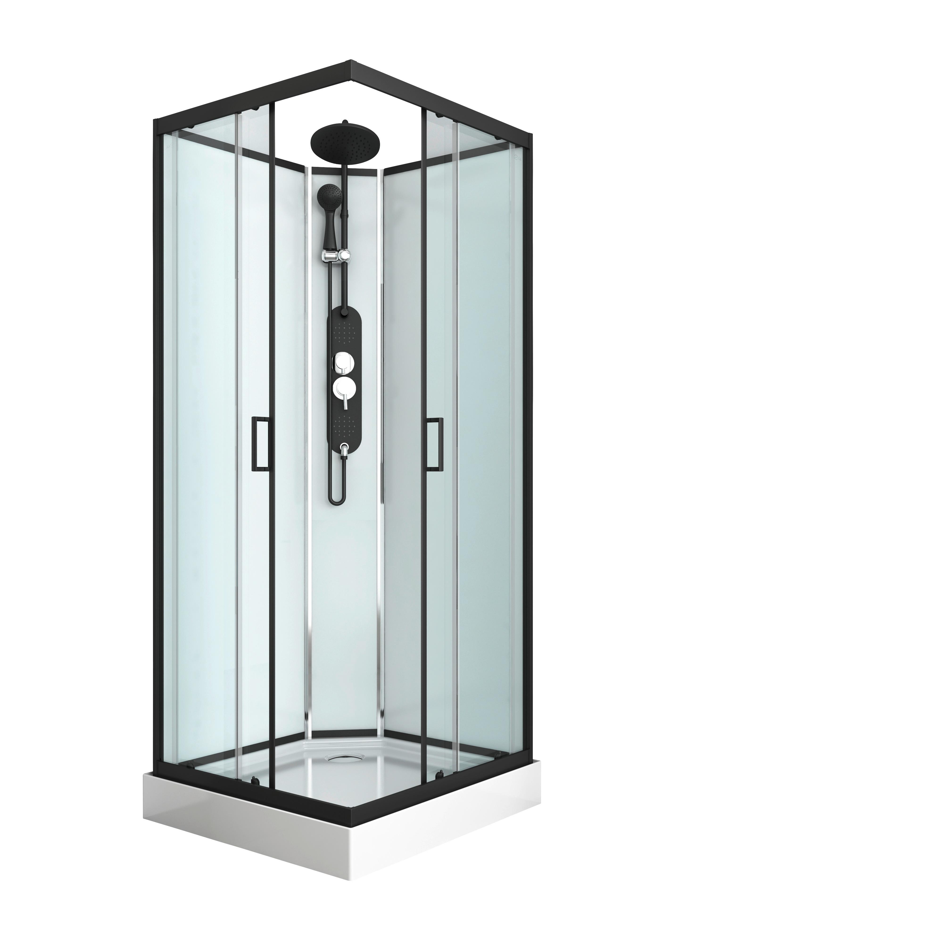 Duschkabine Epic 2 Komplett- Set Eckeinstieg - Schwarz, MODERN, Glas/Metall (90/90/235cm) - Sanotechnik