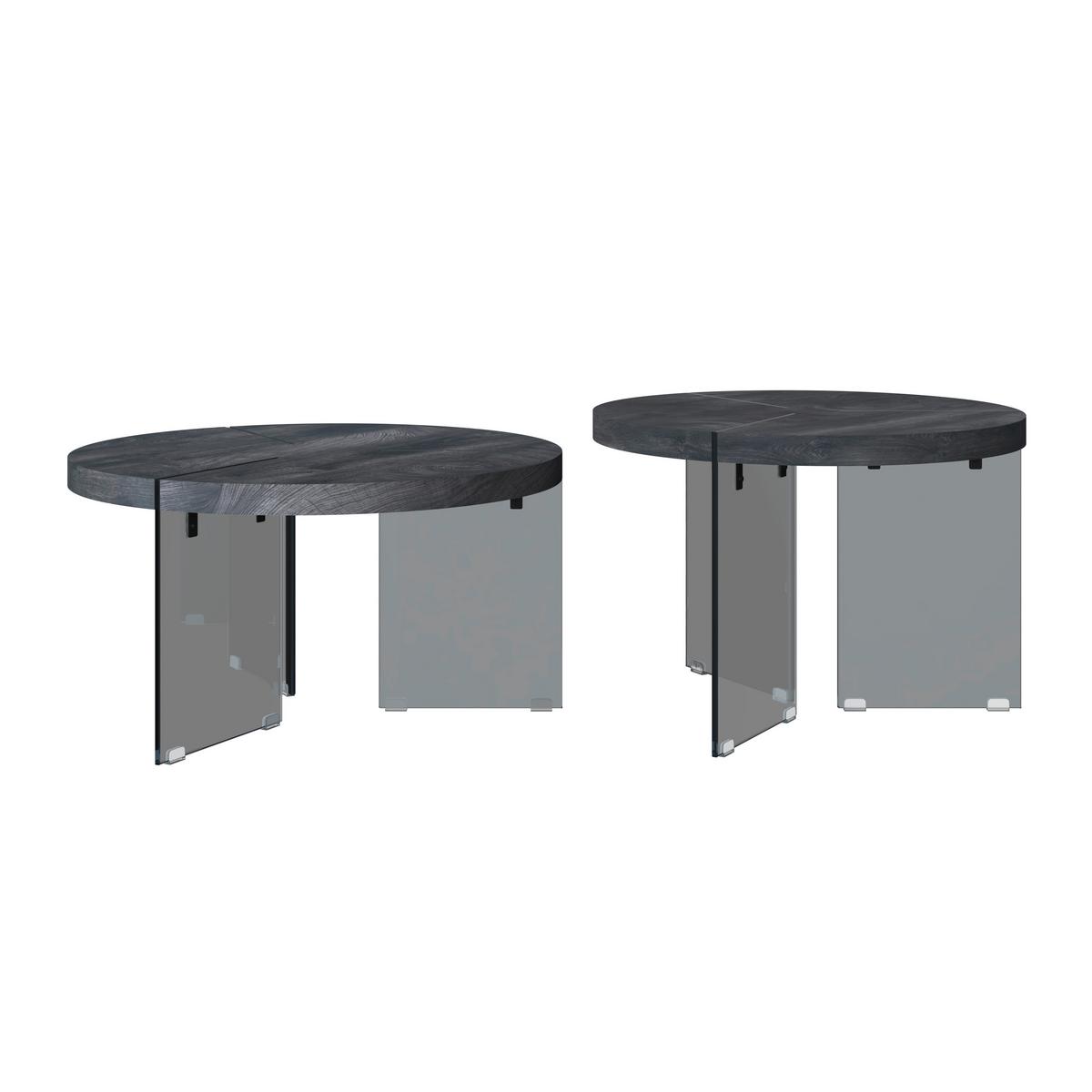 Konferenční stolek Moreno, 2 dílná sada - šedá/tmavě šedá, Moderní, kov/kompozitní dřevo (80/42,5cm) - Bessagi Home
