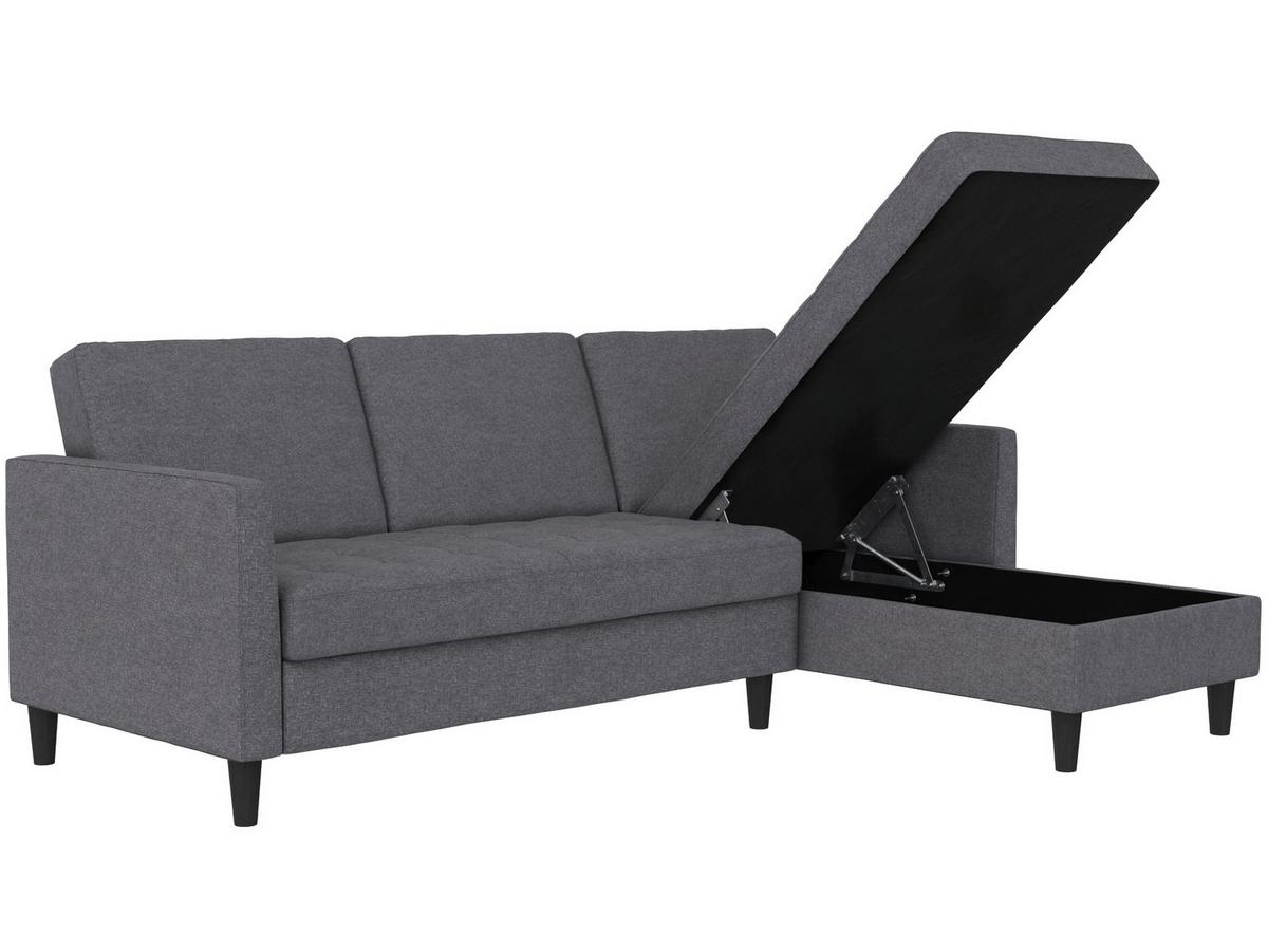 Ecksofa Palermo Grau, mit Stauraum - Schwarz/Grau, Basics, Textil (213/154cm) - Livetastic