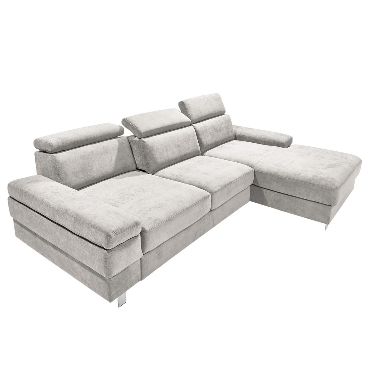 Ecksofa Elvis Silberfarben S: 259x182 Cm - Silberfarben, KONVENTIONELL, Textil (259/182cm) - Trendmanufaktur