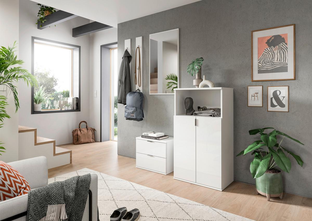 Garderobe Projekt X Weiß B: 179 cm - Weiß Hochglanz/Weiß, Design, Holzwerkstoff (179/193/37cm) - Livetastic