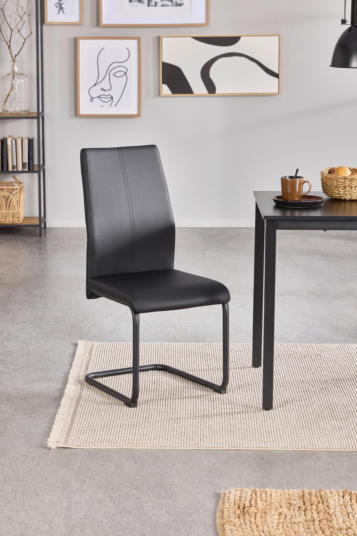 Schwingstuhl Anne Schwarz Lederlook - Schwarz, KONVENTIONELL, Textil/Metall (44/96/57cm)