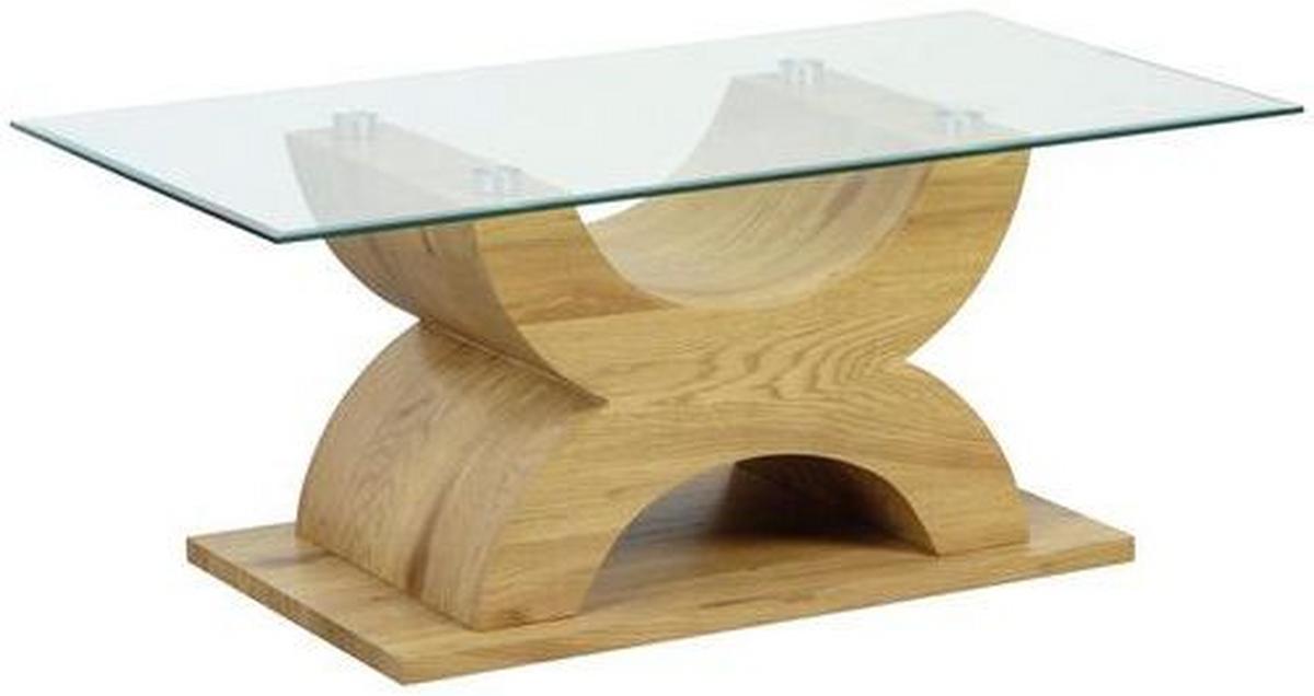 Couchtich Holz Mit Glasplatte X-Form, Eiche Dekor - Eichefarben, KONVENTIONELL, Glas/Holzwerkstoff (110/60/45cm) - MID.YOU