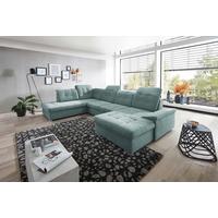 Wohnlandschaft Zira Mit Schlaffunktion Mintgrün - Chromfarben/Mintgrün, Design, Textil (212/330/169cm) - Livetastic