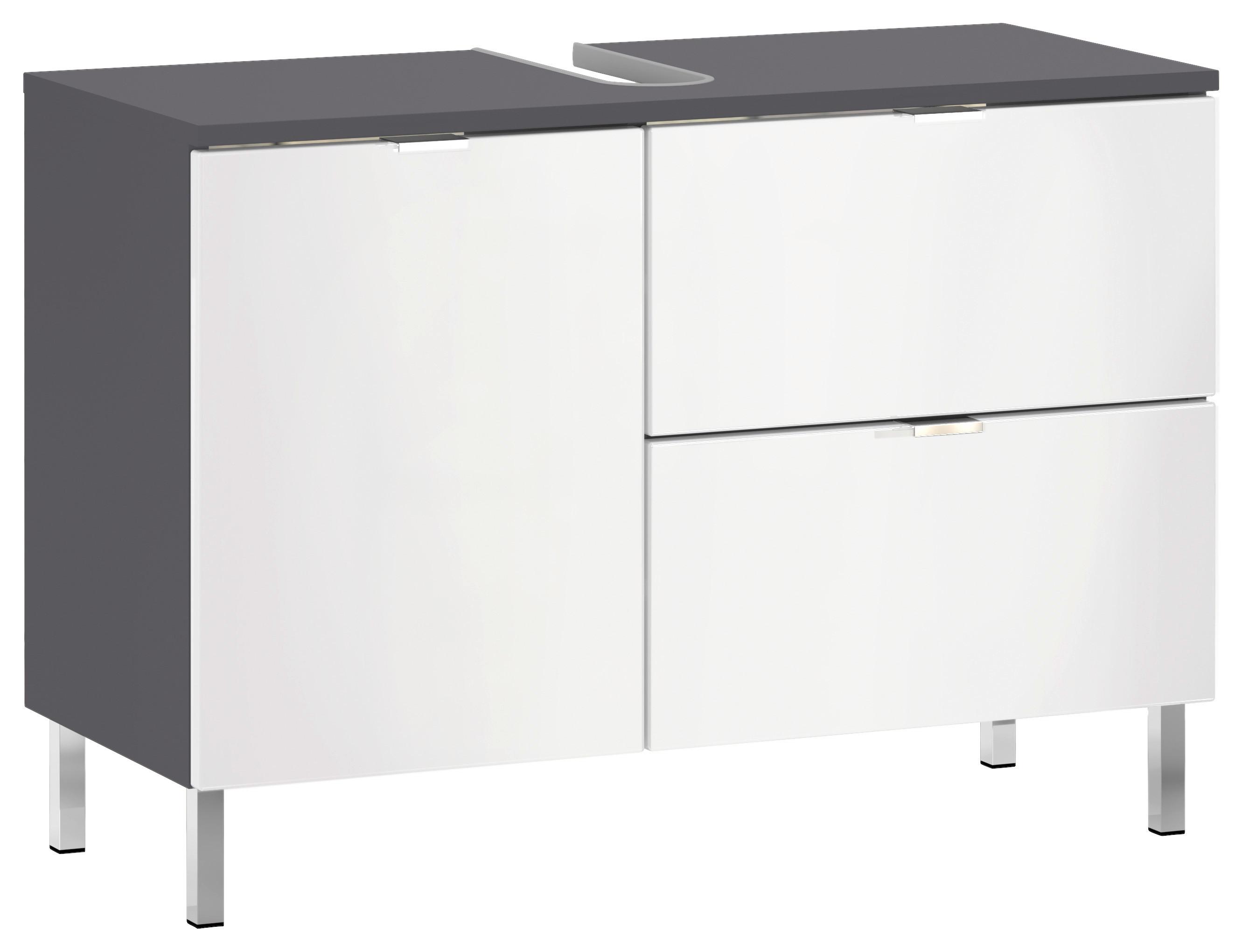 Waschbeckenunterschrank Gw-Mauresa - Chromfarben/Graphitfarben, KONVENTIONELL, Holzwerkstoff (80/56/34cm) - Germania