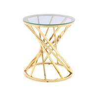 Beistelltisch mit Glasplatte Klar/Goldfarben - Klar/Goldfarben, Trend, Glas/Metall (50/55/50cm) - Kayoom
