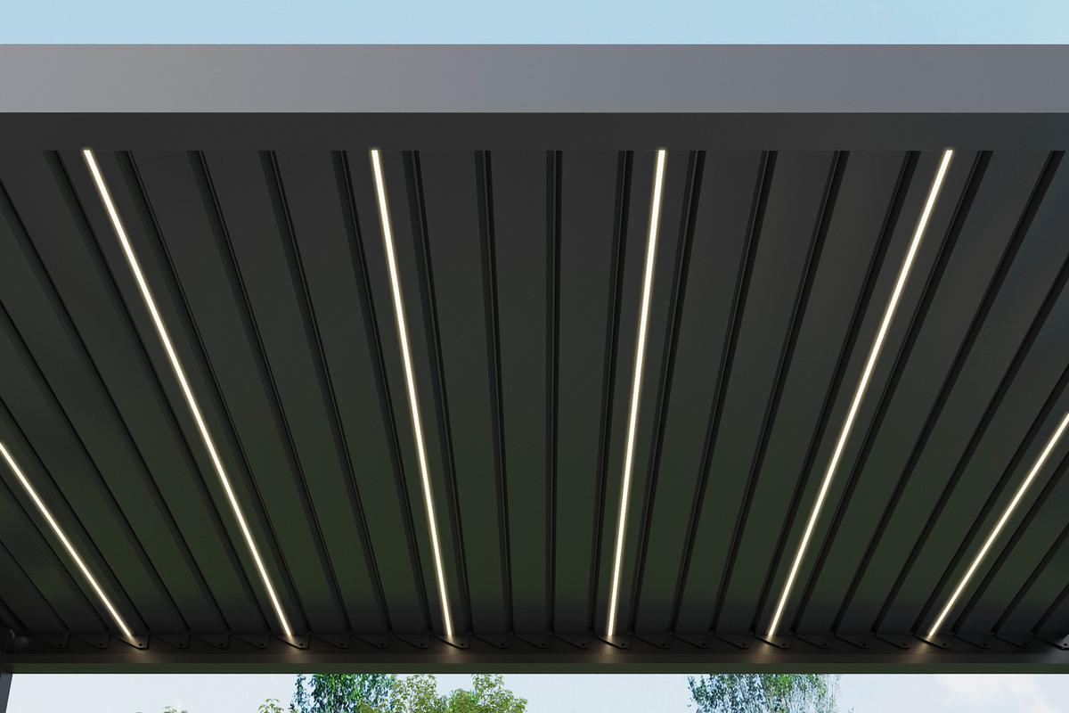 Pergola Core +110 ca. 3x4m LED Aluminium,Lamellen verstellbar - Anthrazit, Basics, Metall (393/250/300,2cm) - Gardenson