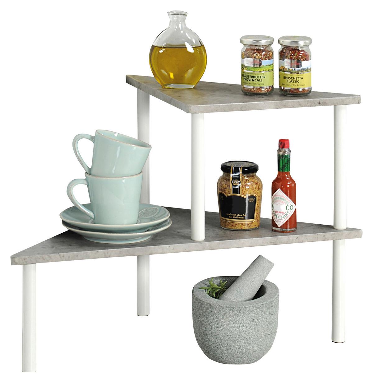 Küchenregal Grau, Weiß B: 53 cm - Weiß/Grau, Basics, Holzwerkstoff/Metall (53/38/38cm)
