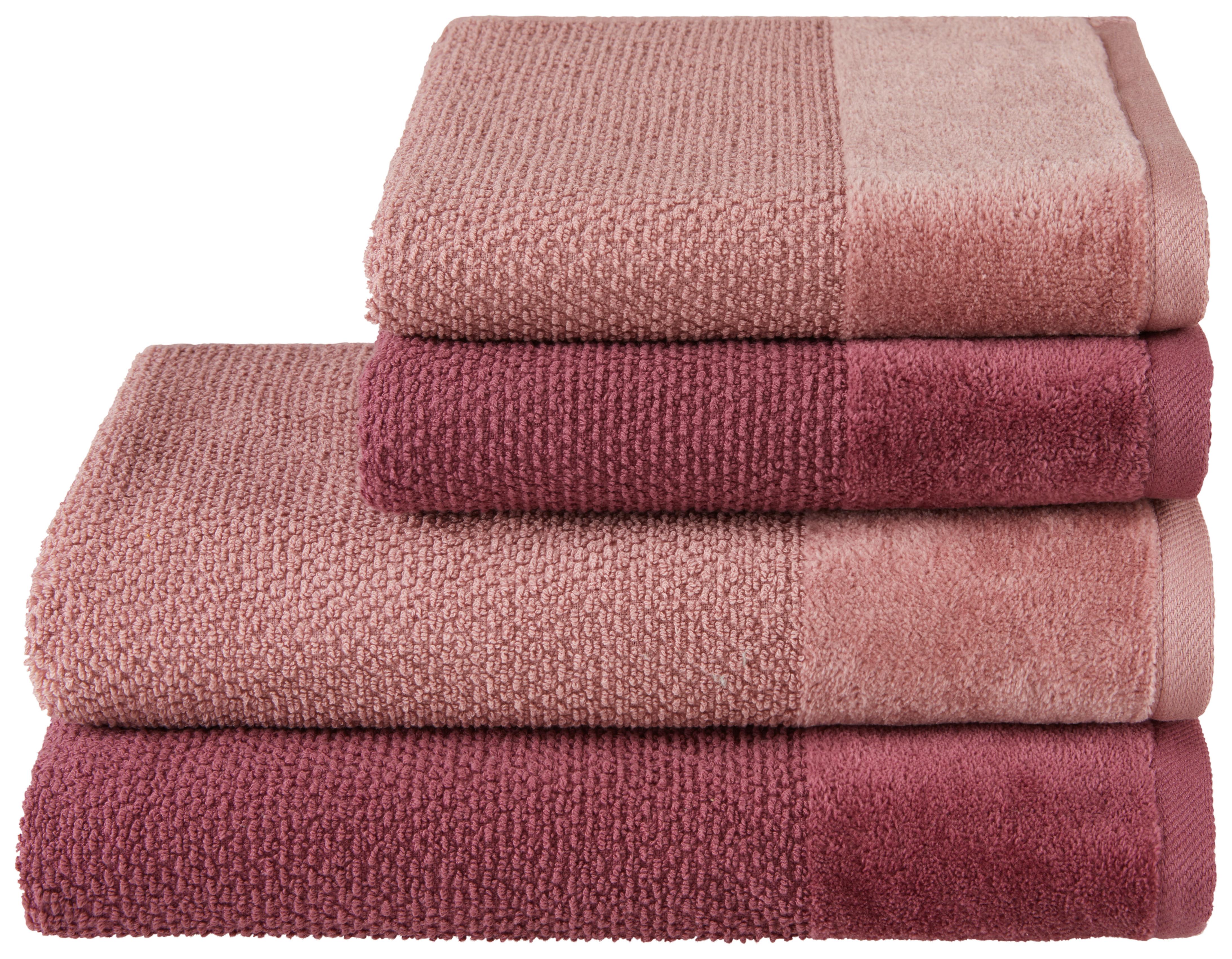 Handtuch Set Chiara 4-Tlg. Baumwolle 450 G/M2 - Beere/Altrosa, MODERN, Textil - Luca Bessoni