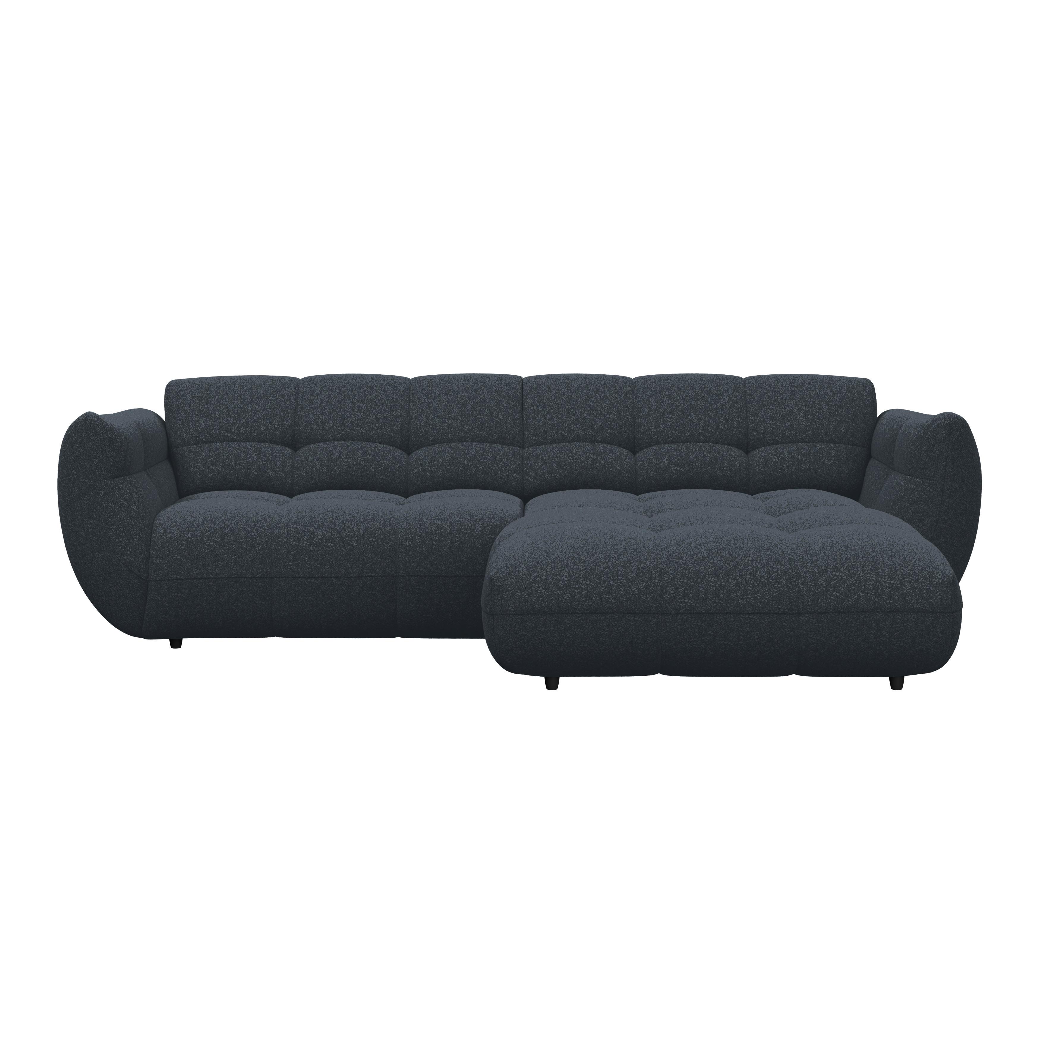 Ecksofa Panda Chenille dunkelblau, 280x178cm - Schwarz/Dunkelblau, Trend, Textil (280/178cm)