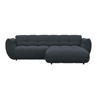 Ecksofa Panda Chenille dunkelblau, 280x178cm - Schwarz/Dunkelblau, Trend, Textil (280/178cm)