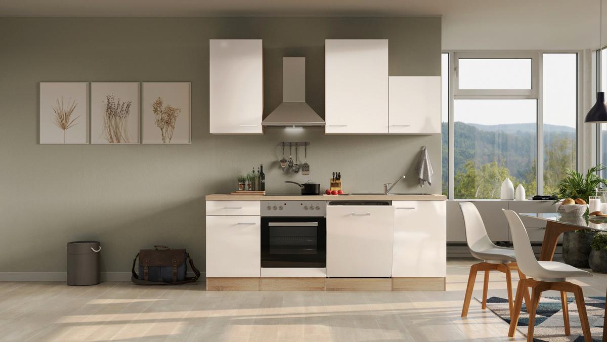 Küchenblock Nepal Sonoma Eiche/kaschmir B: 220cm - Kaschmir/Sonoma Eiche, MODERN, Holzwerkstoff (220cm) - FlexWell