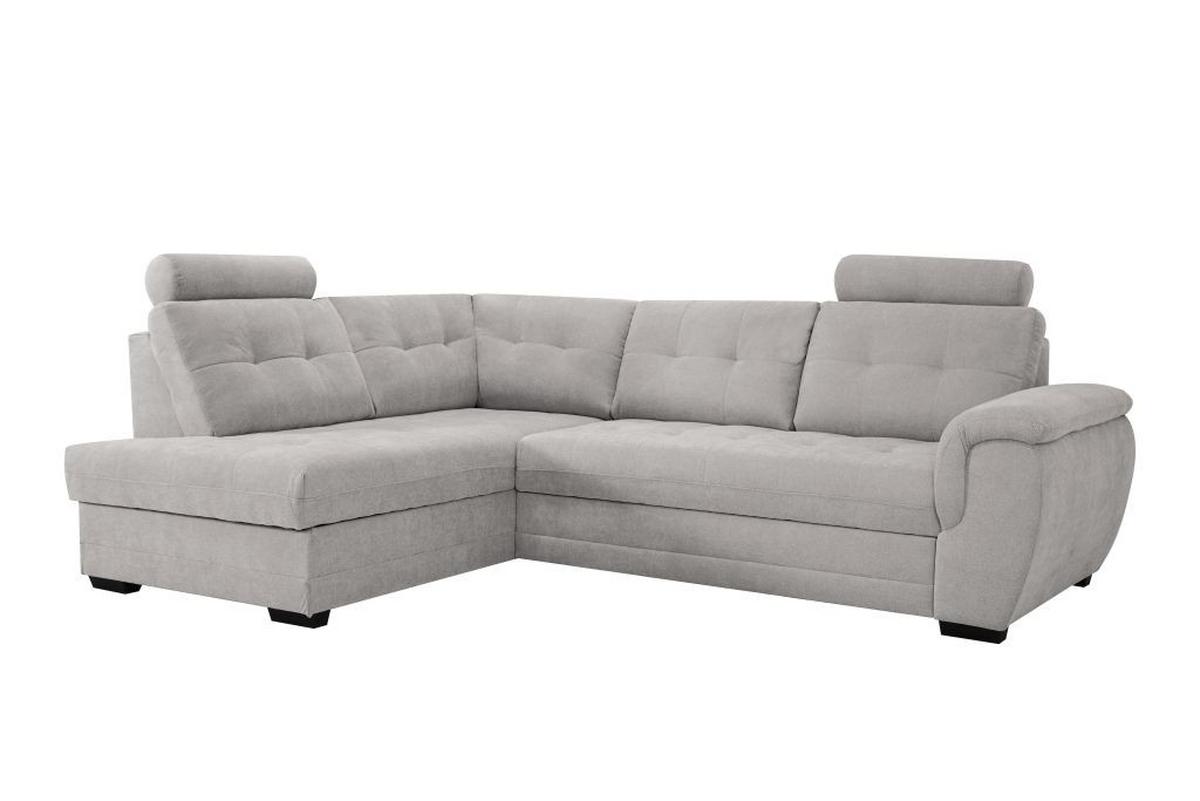 Rohová sedačka FALCO, levá, stříbrná žinylka,2x op.hlavy - barvy stříbra/černá, Konvenční, dřevo/kompozitní dřevo (183/251cm) - Ondega