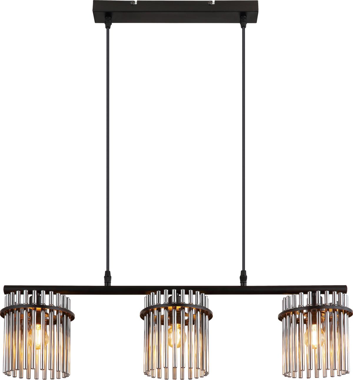 ZÁVESNÉ SVIETIDLO NERI - čierna, Modern, kov/sklo (72/15/140cm) - Modern Living