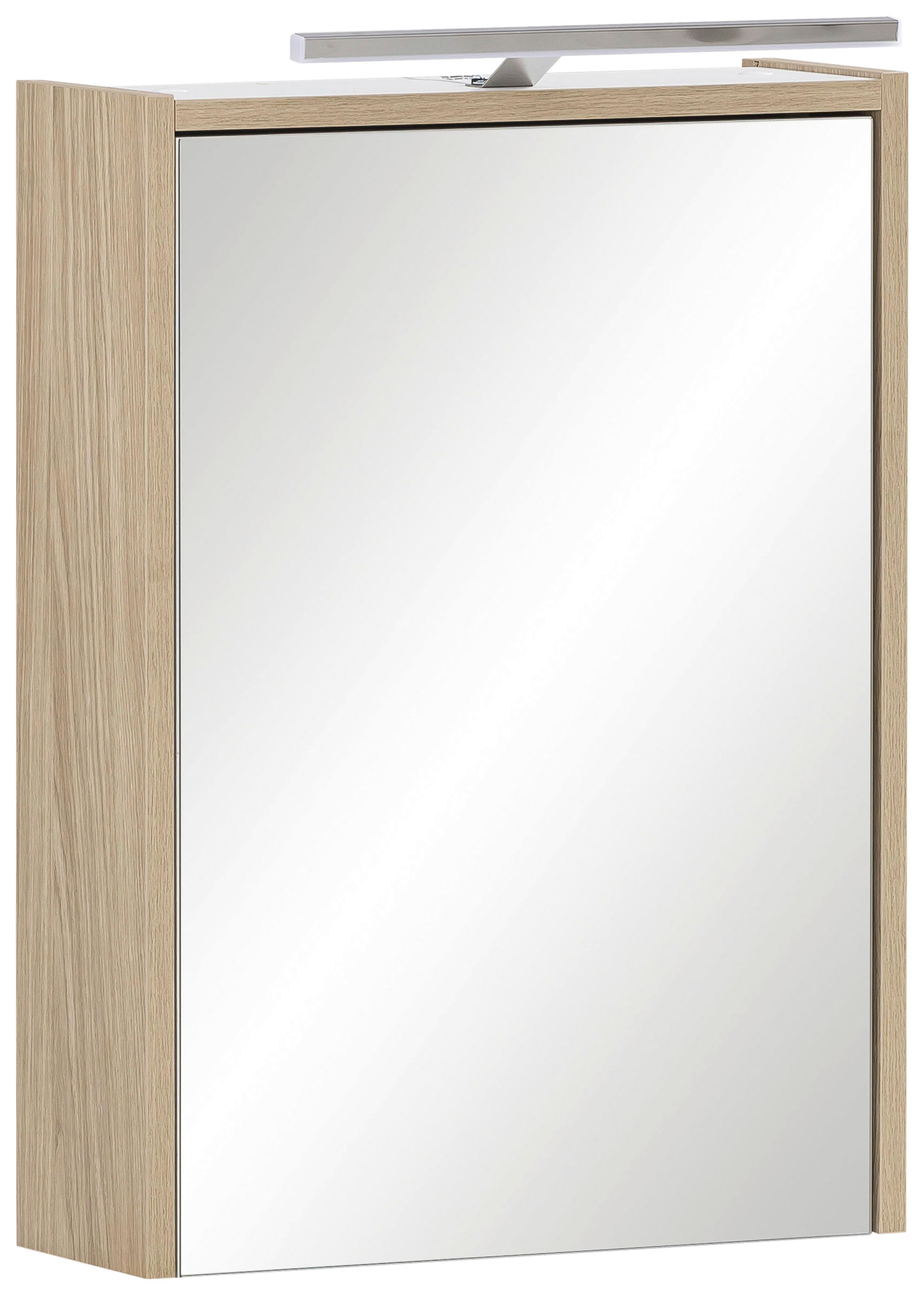 Spiegelschrank Flag Mit Led 1-Türig Bht: 43,5x64x16 Cm - Eichefarben, MODERN, Glas/Holzwerkstoff (43,5/64/16cm) - MID.YOU