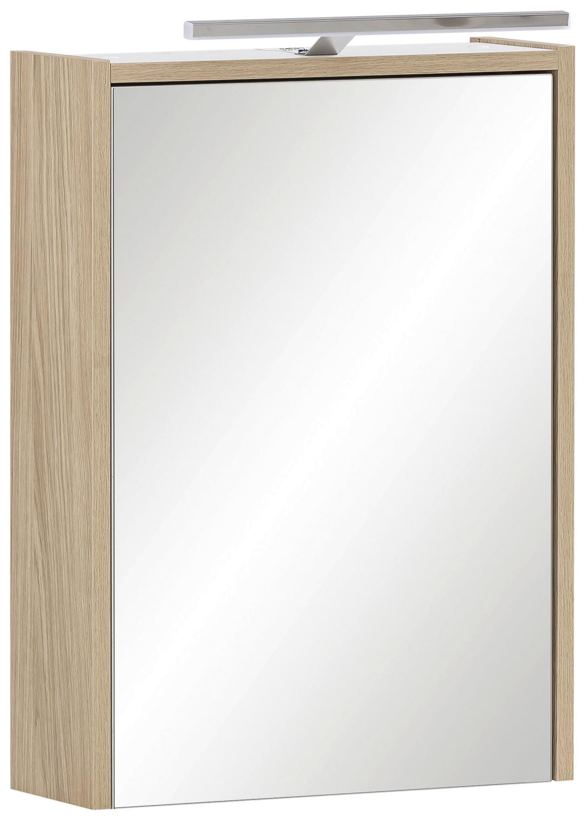 Spiegelschrank Flag Mit Led 1-Türig Bht: 43,5x64x16 Cm - Eichefarben, MODERN, Glas/Holzwerkstoff (43,5/64/16cm) - MID.YOU