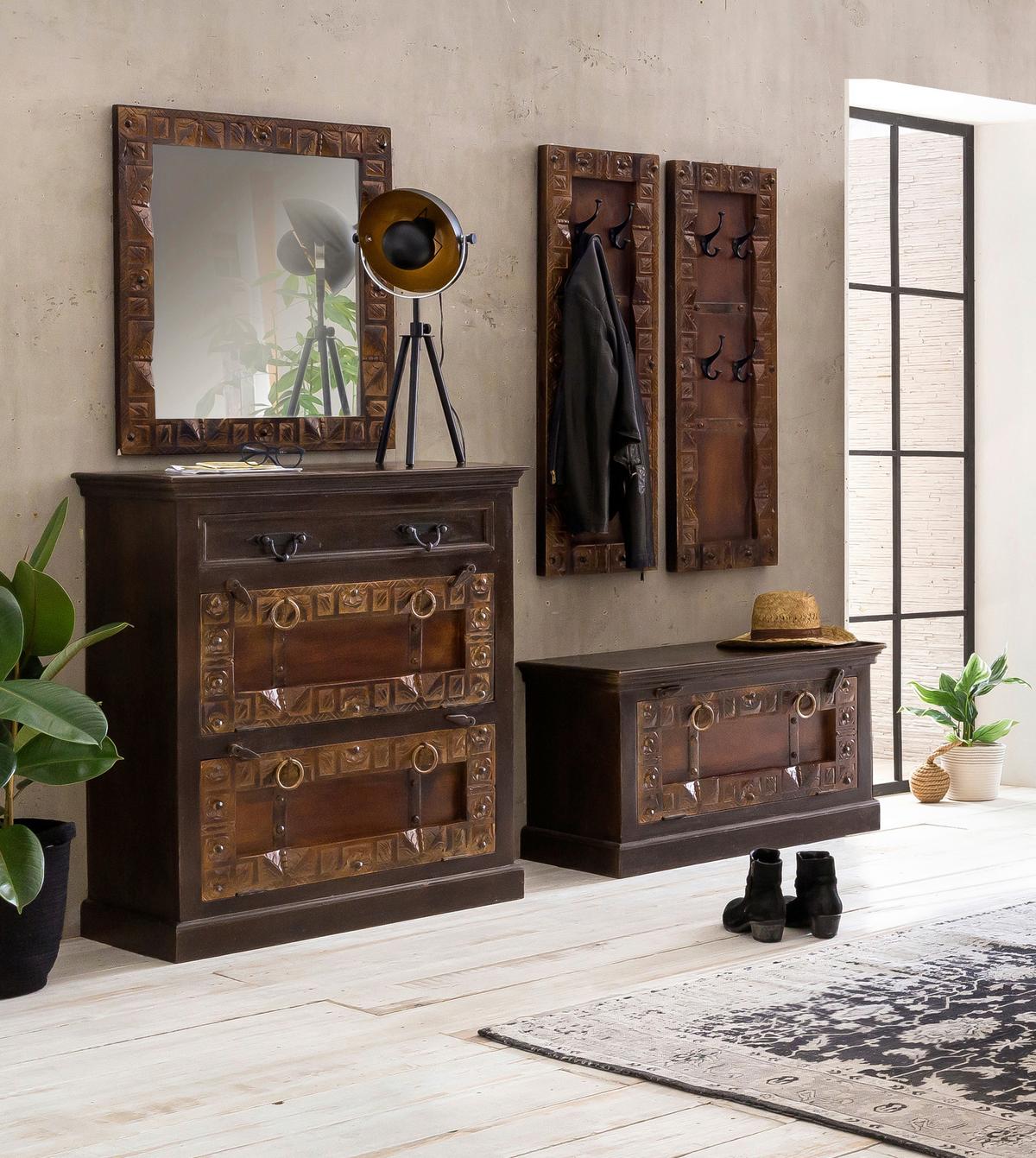 GARDEROBENPANEEL Braun/Schwarz B: 35cm - Schwarz/Braun, Design, Holz/Metall (35/110/8cm) - MID.YOU