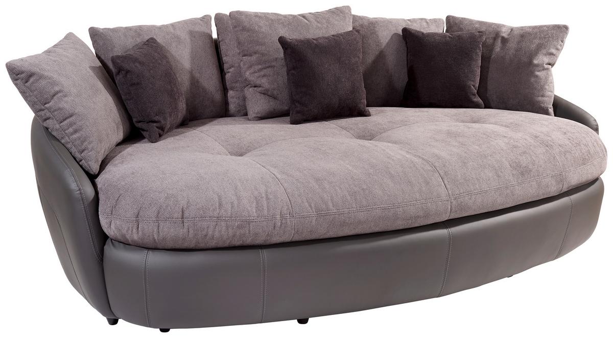 Big Sofa Aruba mit Kissen B: 238 cm Grau/Schwarz Lederlook - Schwarz/Grau, LIFESTYLE, Textil (238/80/140cm) - Luca Bessoni