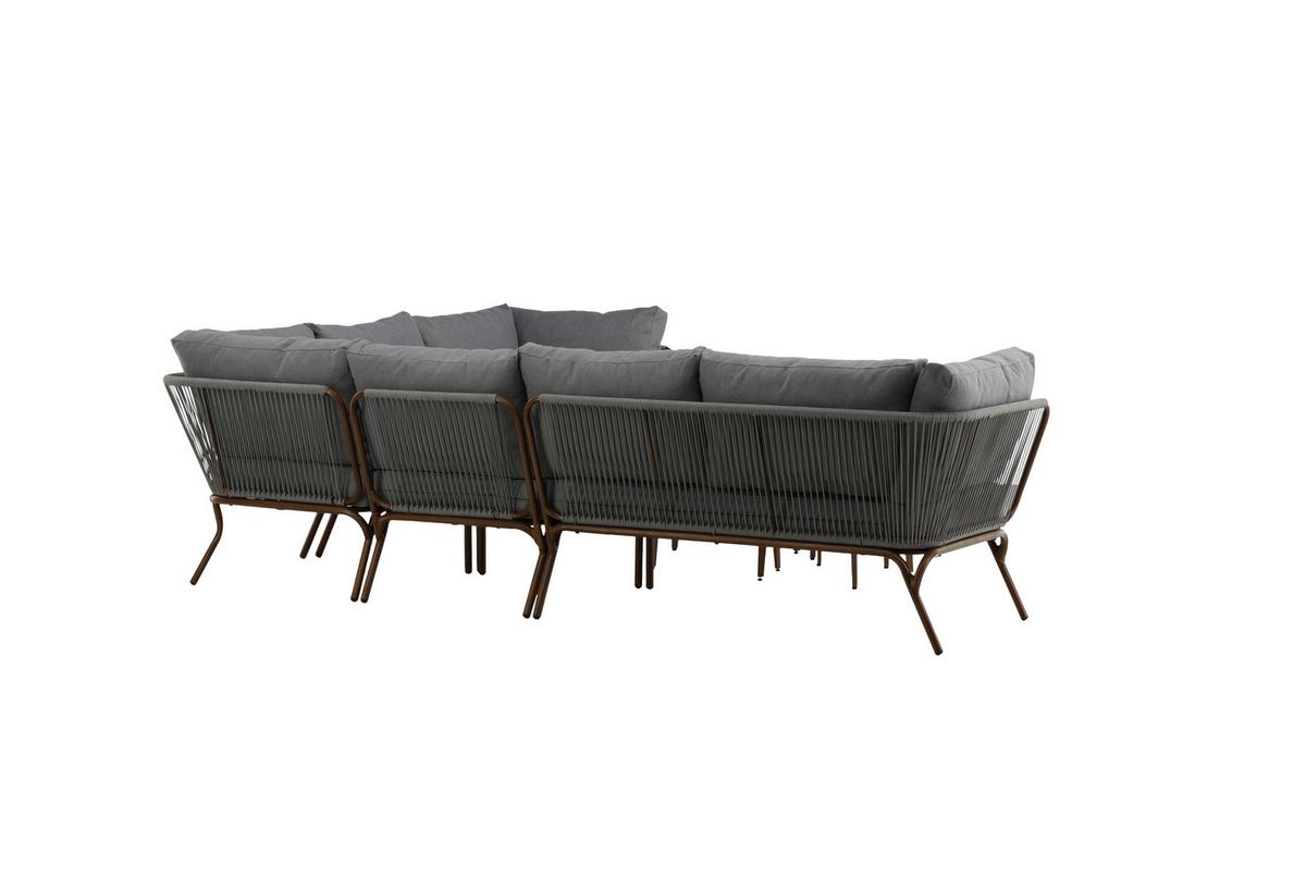 Loungegarnitur 4-Tlg Roxo Metall/Textil mit Kissen - Braun/Grau, KONVENTIONELL, Textil/Metall - Gardenson
