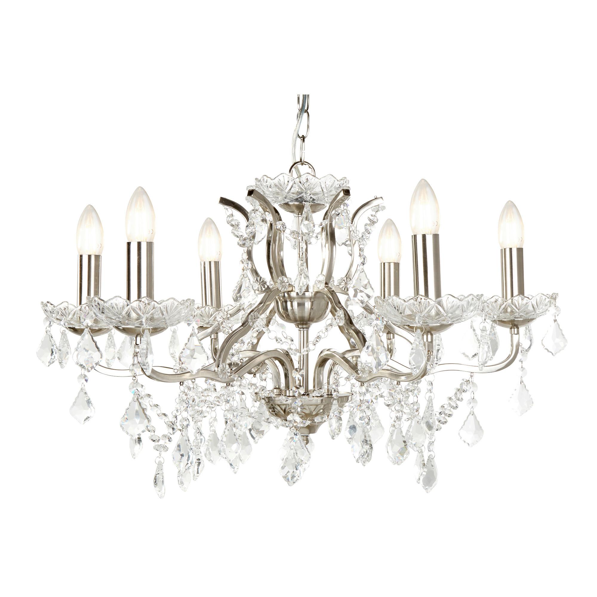 Kristall-Hängeleuchte 8736-6ss Paris 6lt Chandelier - Klar/Silberfarben, Basics, Glas/Metall (70/125/70cm)