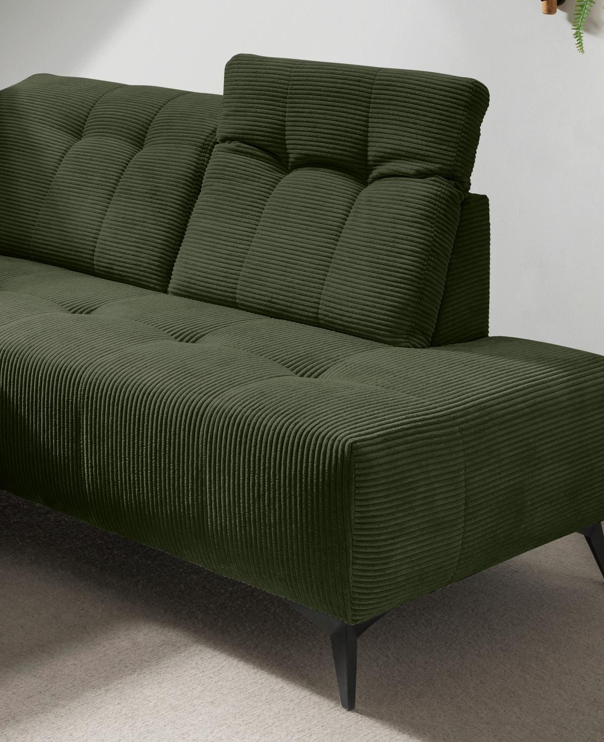 Ecksofa Fiore Dunkelgrün S: 272x200 cm - Dunkelgrün/Schwarz, MODERN, Textil (272/200cm) - Livetastic