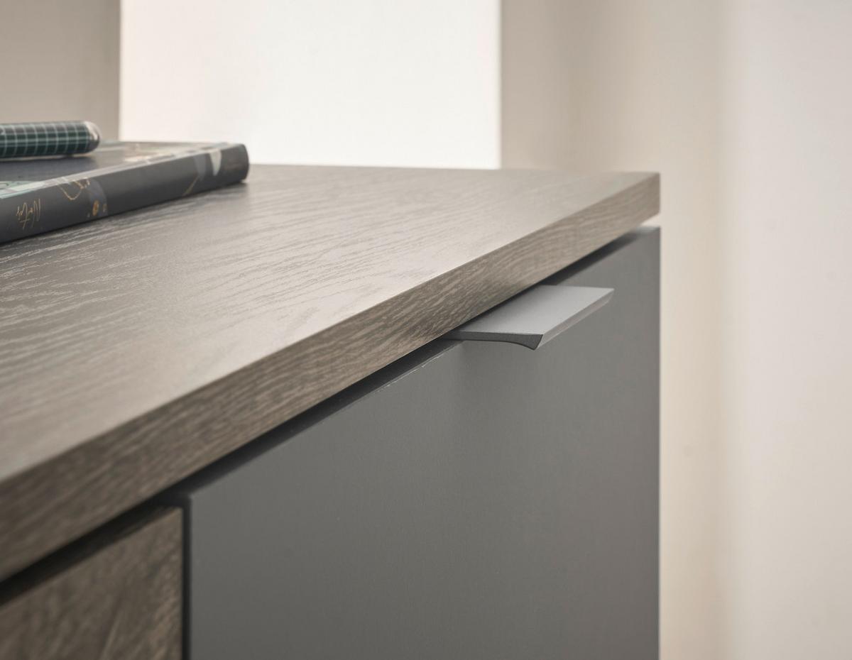 Kommode 100 Cm Cremona, Grau/rima Oak Dunkel Dekor - Schwarz/Grau, LIFESTYLE, Holzwerkstoff (100/83,5/38cm) - MID.YOU