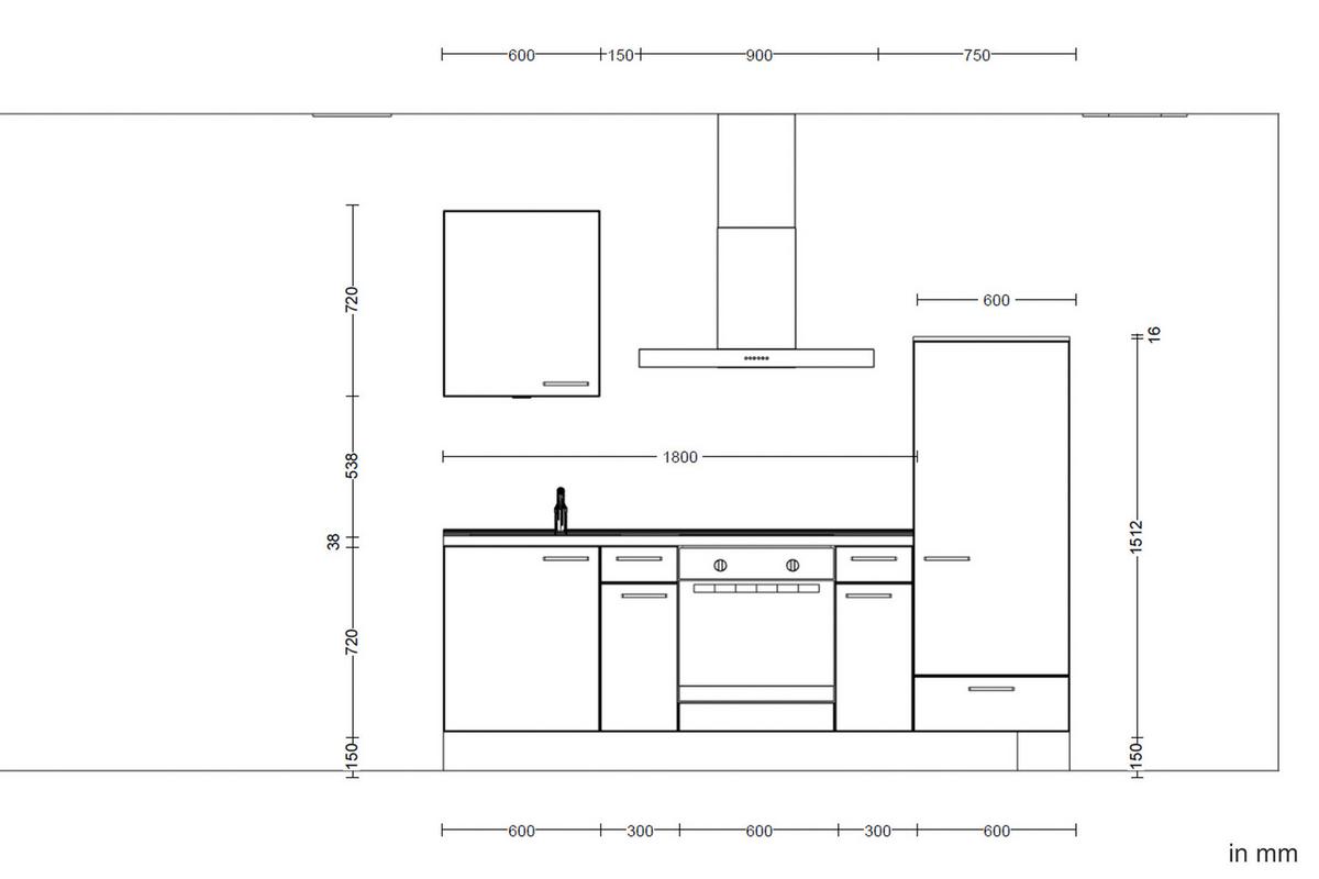 Küchenleerblock Easytouch Low-Line, L2 Rechts - Eichefarben/Rot, MODERN, Holzwerkstoff (240cm) - Nobilia