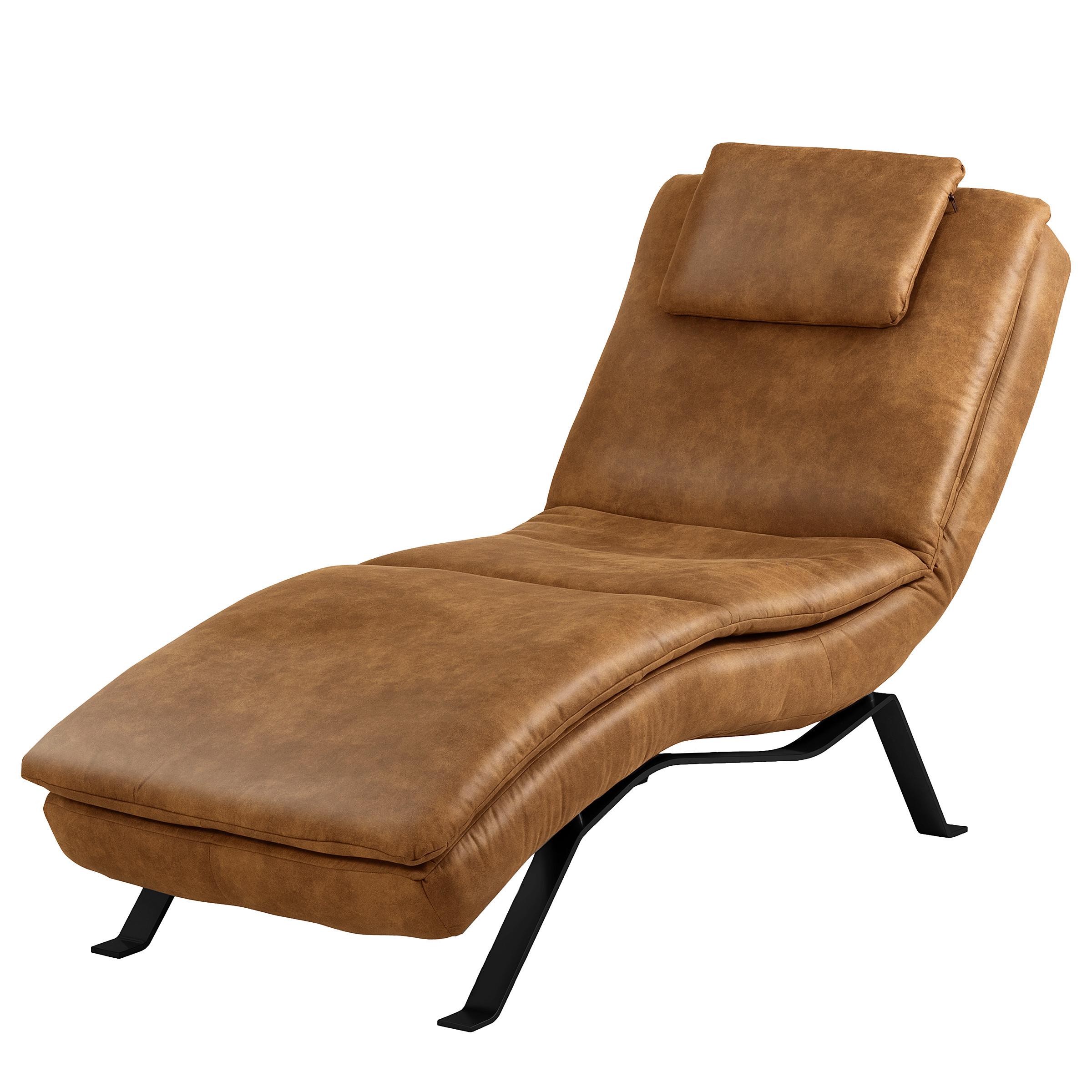 Relaxliege Black Cognac, Leder - Cognac/Schwarz, Design, Leder (65/95/171cm) - Celina Home