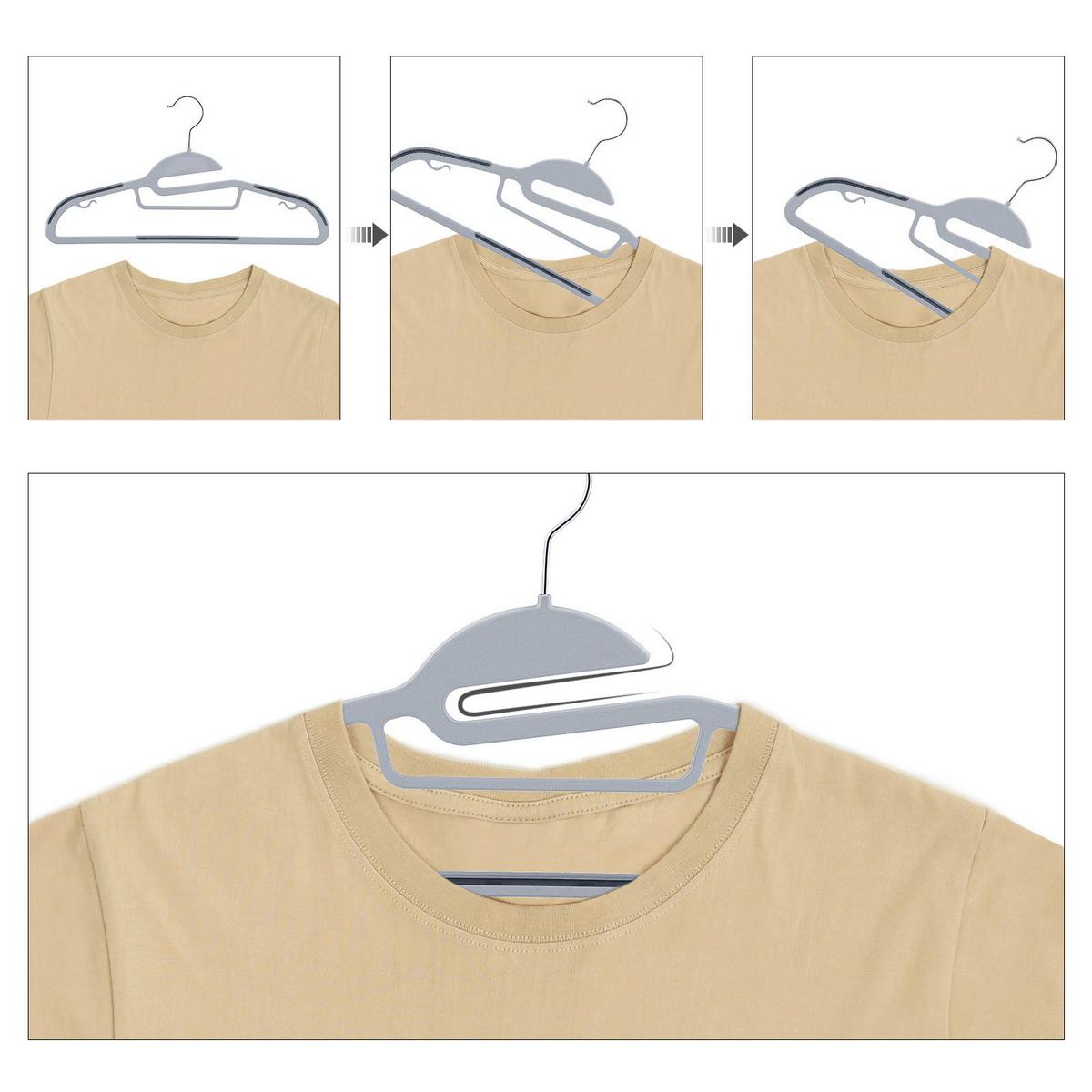 Kleiderbügelset Grau B: 41,5 cm - Grau, Basics, Kunststoff/Metall (41,5cm)