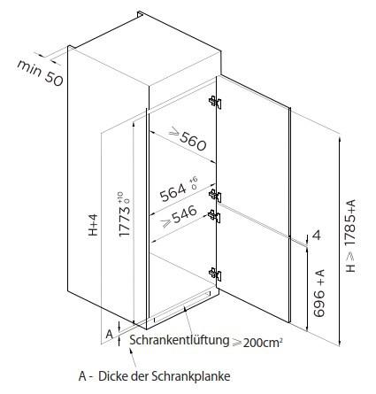 Kühl-Gefrier-Kombination Ekmbmfnfe - Weiß, Basics, Glas/Kunststoff (54,0/178,5/51,0cm) - Mican