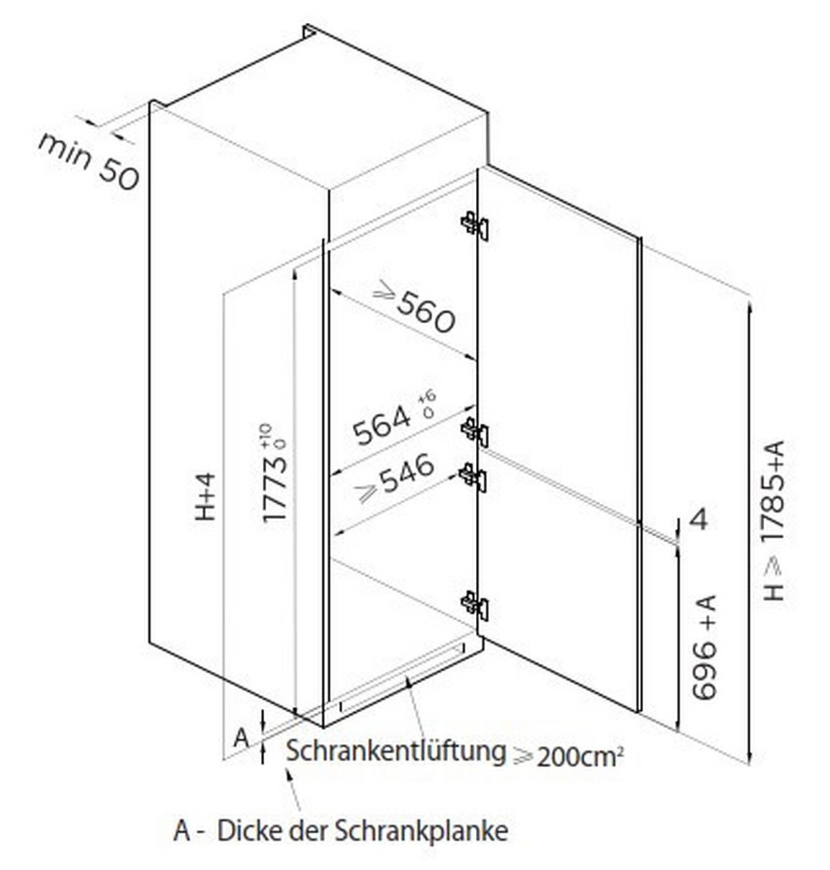 Kühl-Gefrier-Kombination Ekmbmfnfe - Weiß, Basics, Glas/Kunststoff (54,0/178,5/51,0cm) - Mican