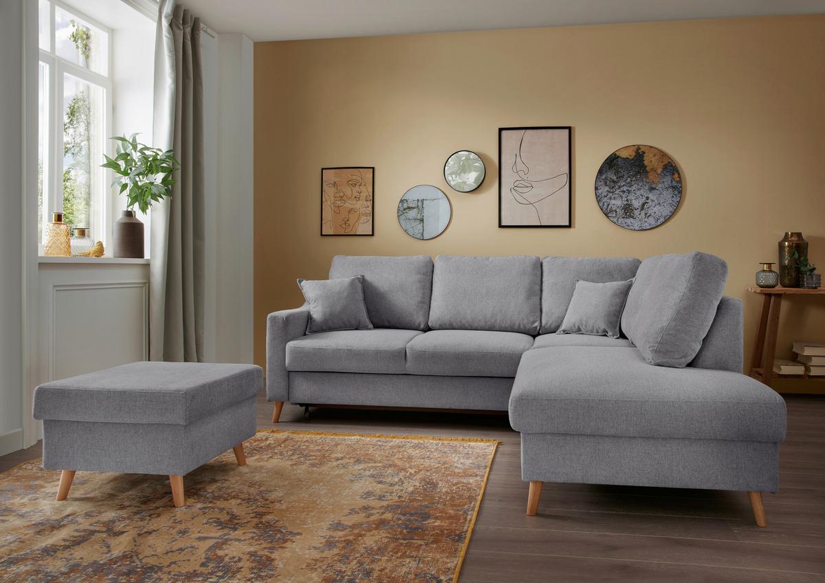 Ecksofa Valentina Dunkelgrau S: 230x200 Cm - Dunkelgrau/Naturfarben, MODERN, Textil (230/200cm) - Livetastic