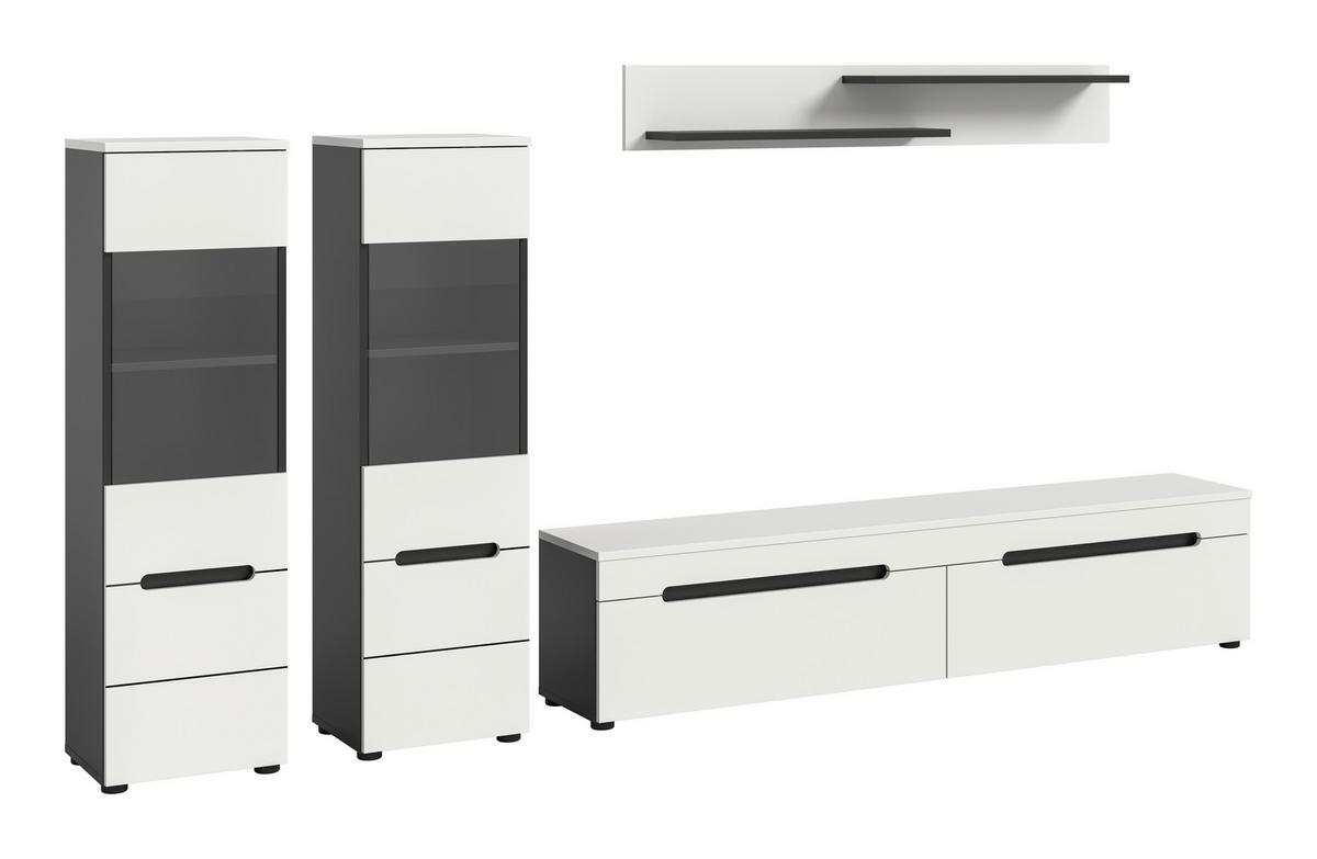 WOHNWAND Canu Weiß B: 272cm - Schwarz/Weiß, Design, Holzwerkstoff (272/141/33cm) - Livetastic