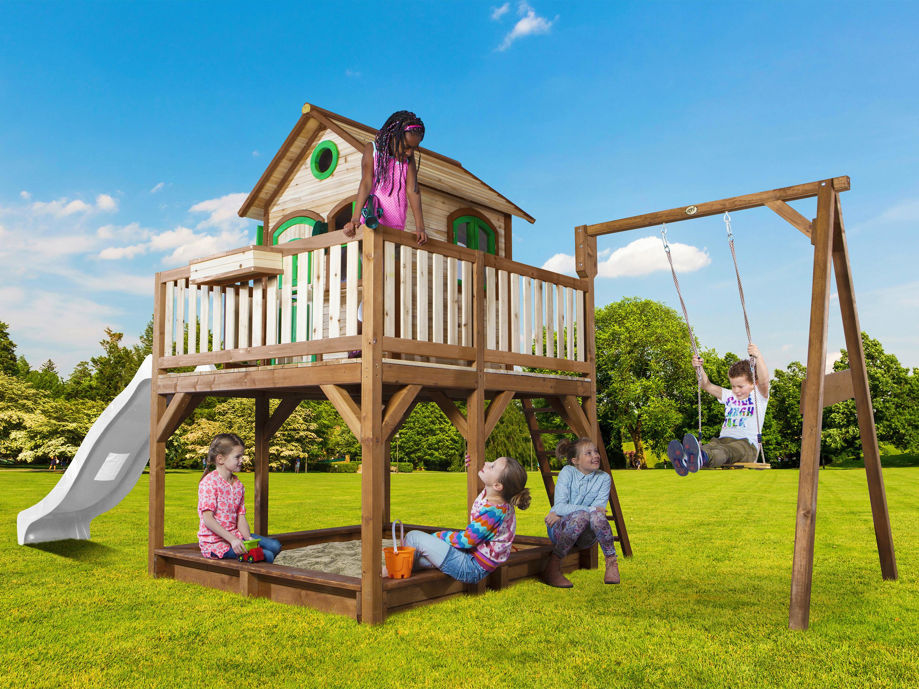Spielturm A030.152.90 - Weiß/Braun, KONVENTIONELL, Holz/Kunststoff (541/291/277cm) - Ambia Garden