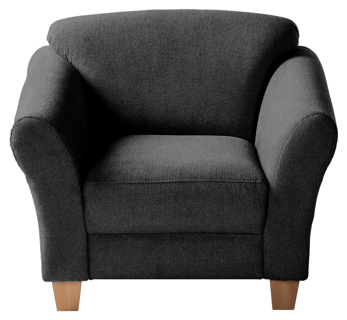 Sessel Gotland schwarz Rücken echt, 101x84x89 cm - Schwarz/Naturfarben, KONVENTIONELL, Textil (101/84/89cm) - Sit & More