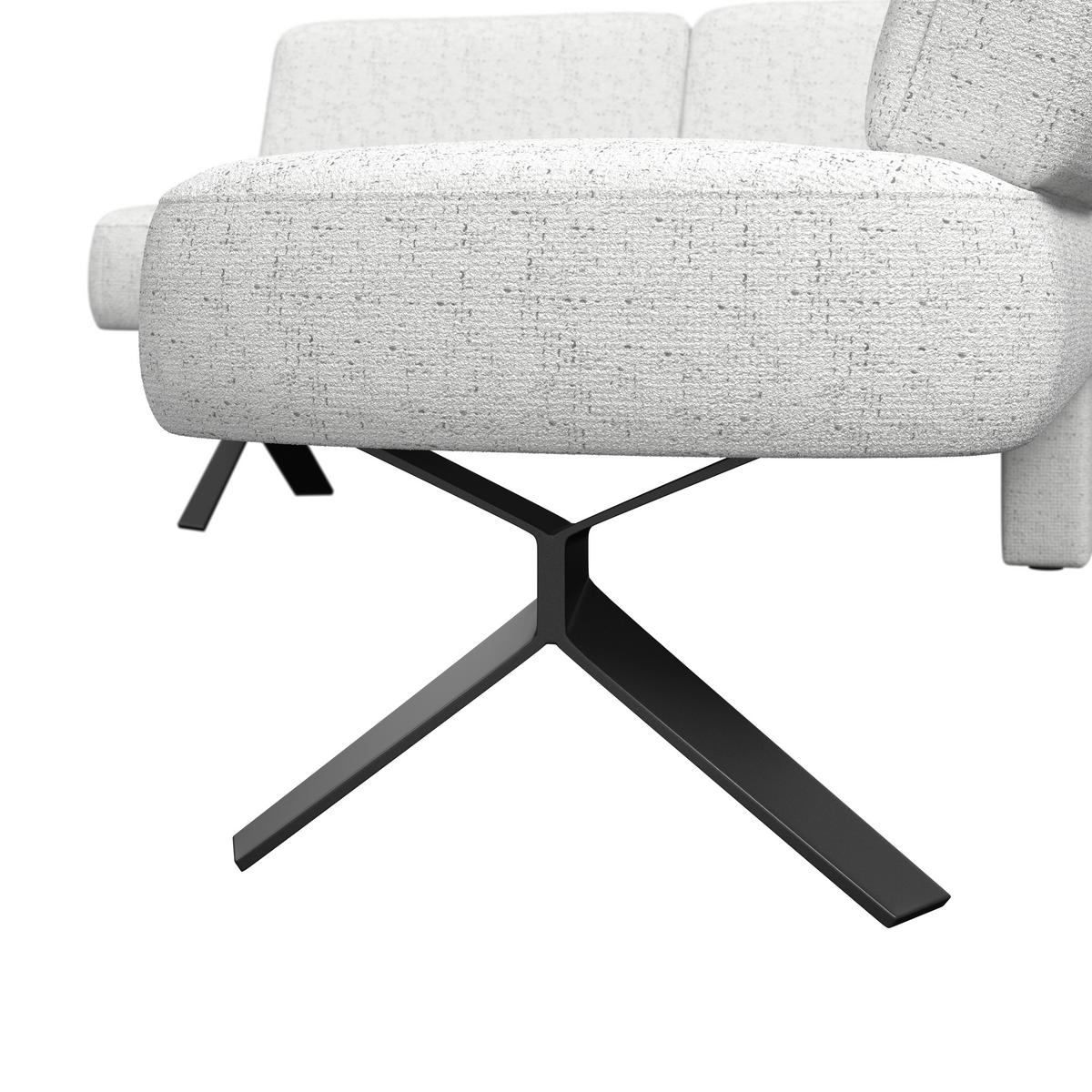 Eckbank weiß/Metallbeine Ulmo 176x248cm - Schwarz/Weiß, MODERN, Textil/Metall (176/248cm)
