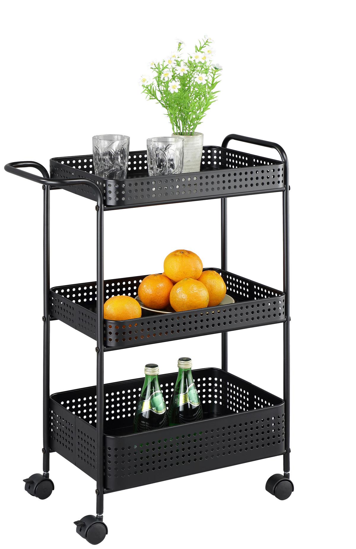 Servierwagen Badi Schwarz B: 52 Cm - Schwarz, Trend, Kunststoff/Metall (52/72/28cm)