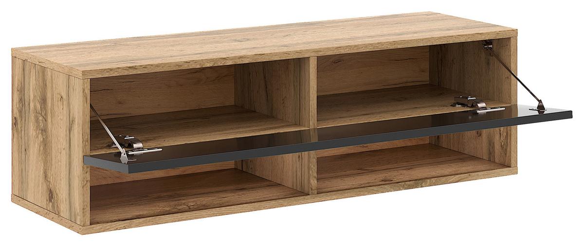 Lowboard Derby 100 - Schwarz Hochglanz/Eiche Wotan, Design, Holzwerkstoff (100/31,5/32,5cm) - Livetastic