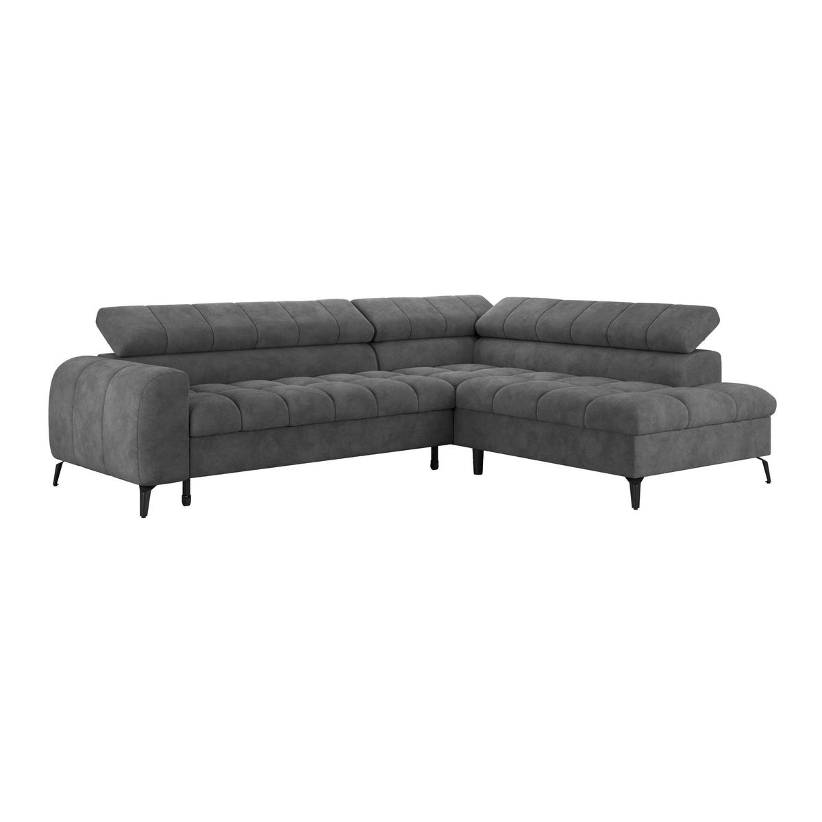 Ecksofa Volf rechts new dunkelgrau, S: 261x203 cm - Dunkelgrau/Schwarz, Trend, Kunststoff/Textil (261/203cm)