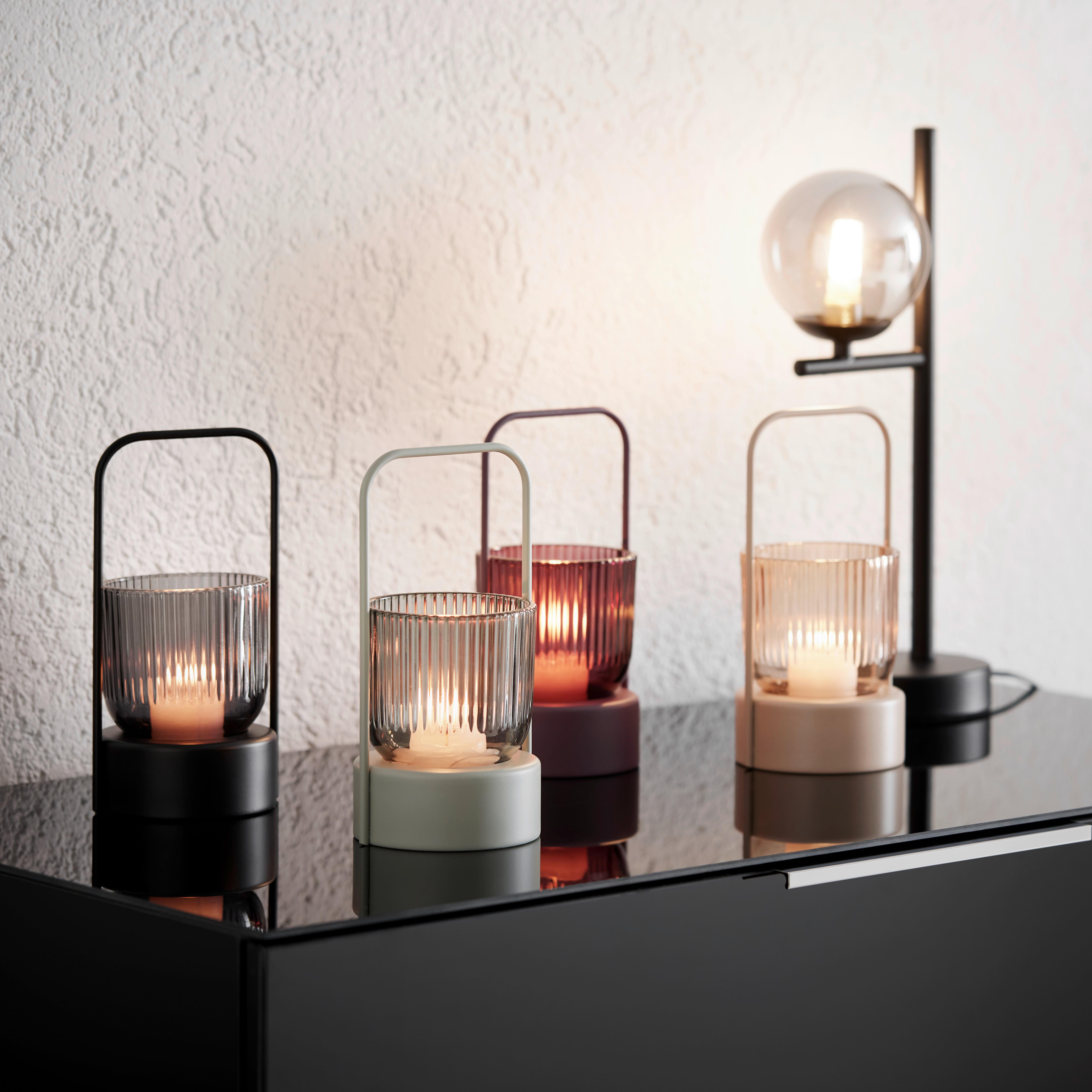 lampáš HAKON - čierna/bobuľová, Modern, kov/sklo (10,5/20cm) - Mömax