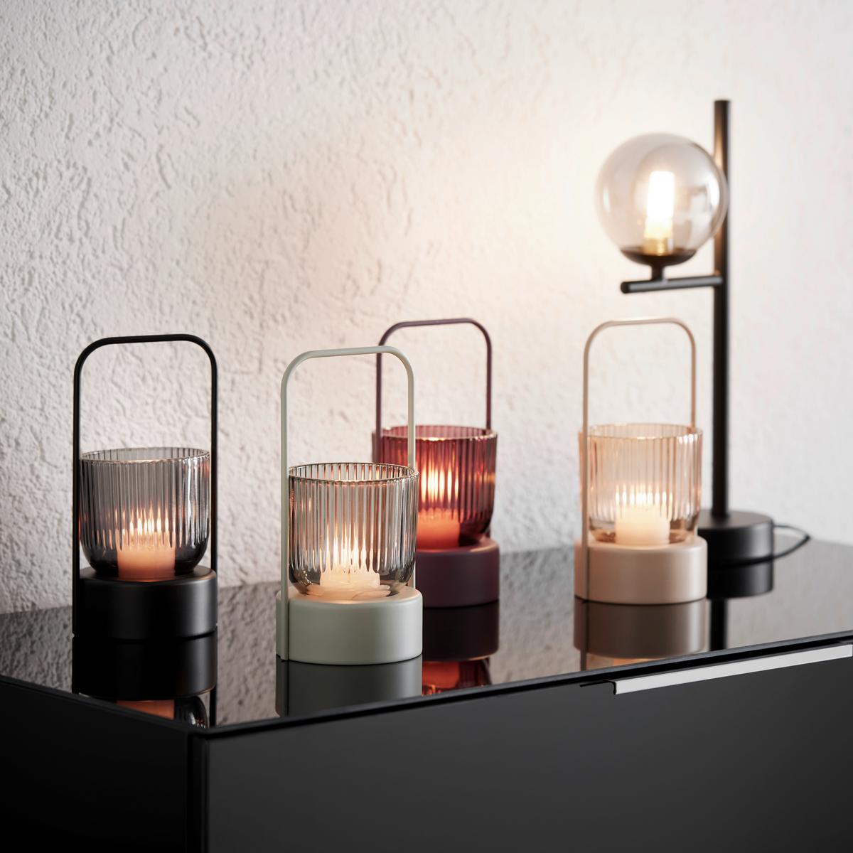 lampáš HAKON - čierna/bobuľová, Modern, kov/sklo (10,5/20cm) - Mömax