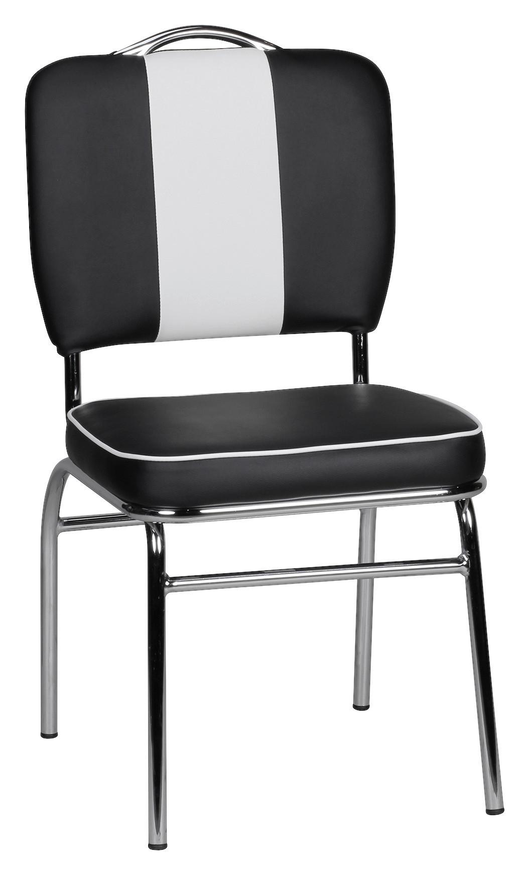 Retro stolička Elivis čierna/biela - čierna/biela, Modern, kov/plast (47/90/45cm) - MID.YOU