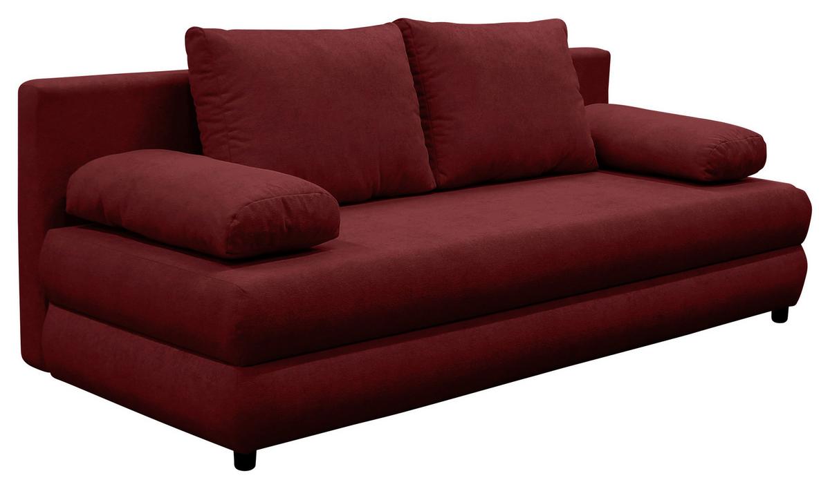 Schlafsofa Mela Bordeaux B: 206cm - Bordeaux/Schwarz, Design, Textil (206/87/88cm) - P & B