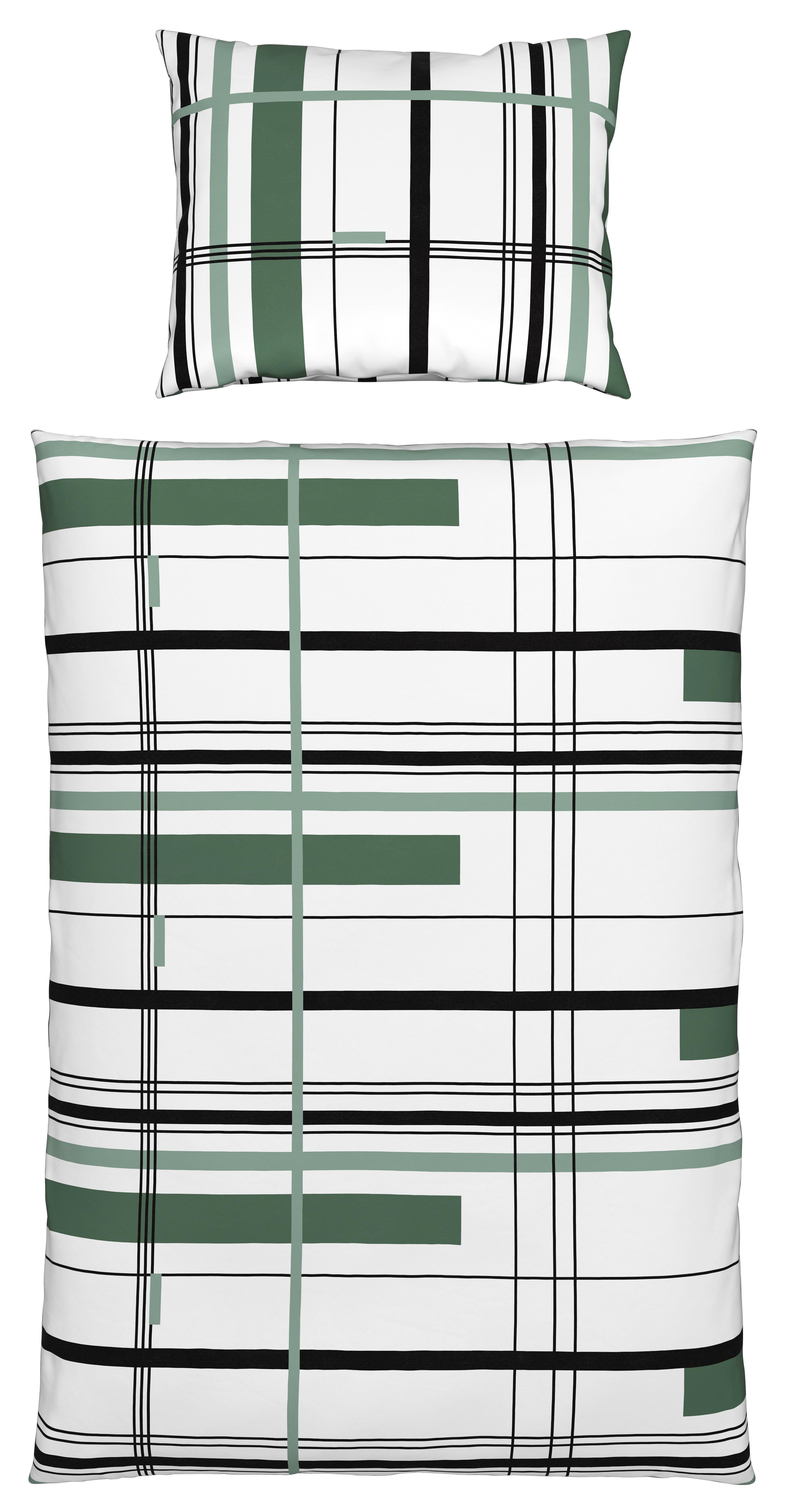 Ágyneműhuzat-garnitúra Elea - fehér/zöld, Modern, textil (140/200cm) - Luca Bessoni