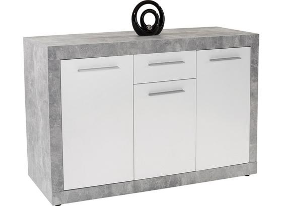 Sideboard Strada B:149cm Perlweiß Dekor/betonoptik Hell - Weiß, KONVENTIONELL, Holzwerkstoff (149/86/41cm)