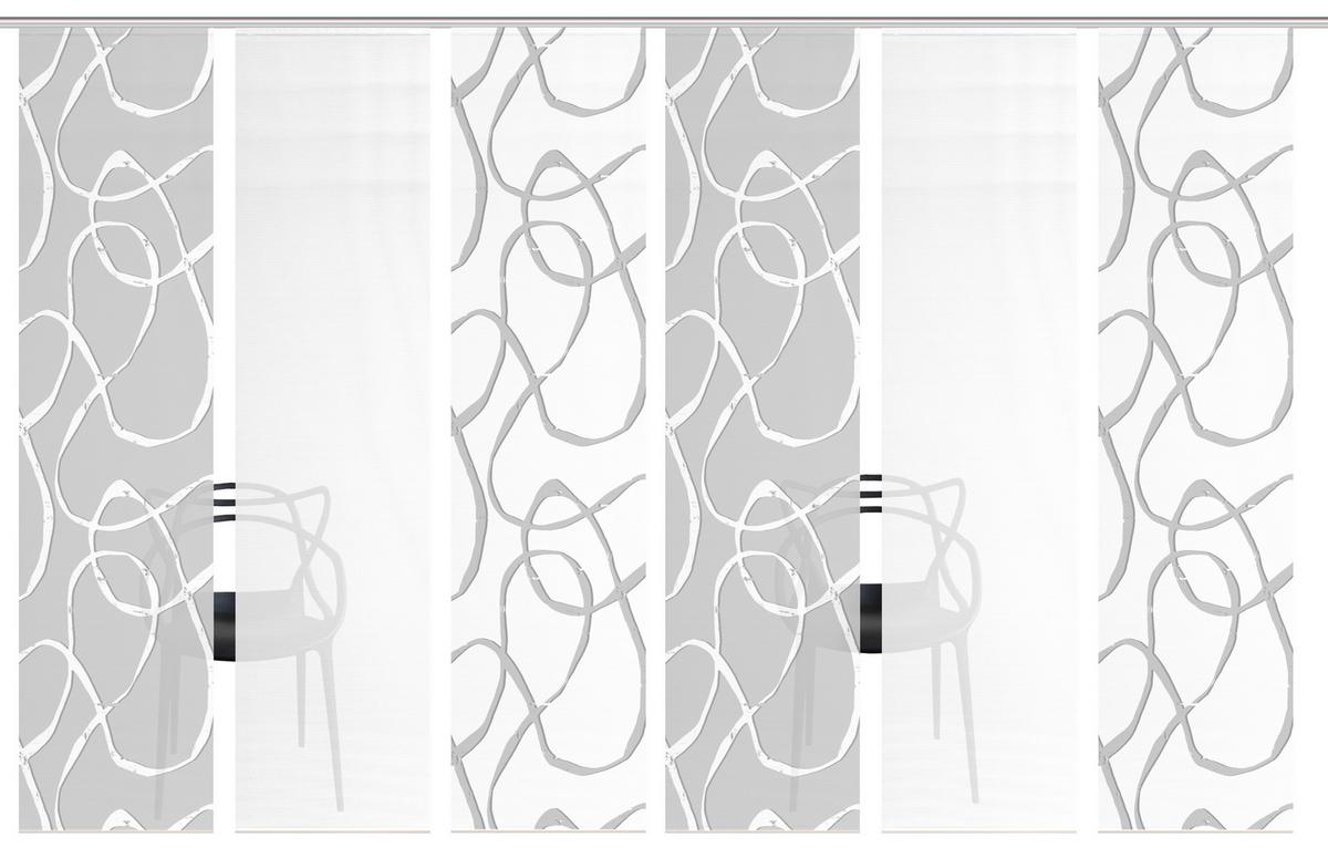 Flächenvorhang Ophelia 6er Set - Grau Hochglanz/Weiß, KONVENTIONELL, Textil (60/260cm)