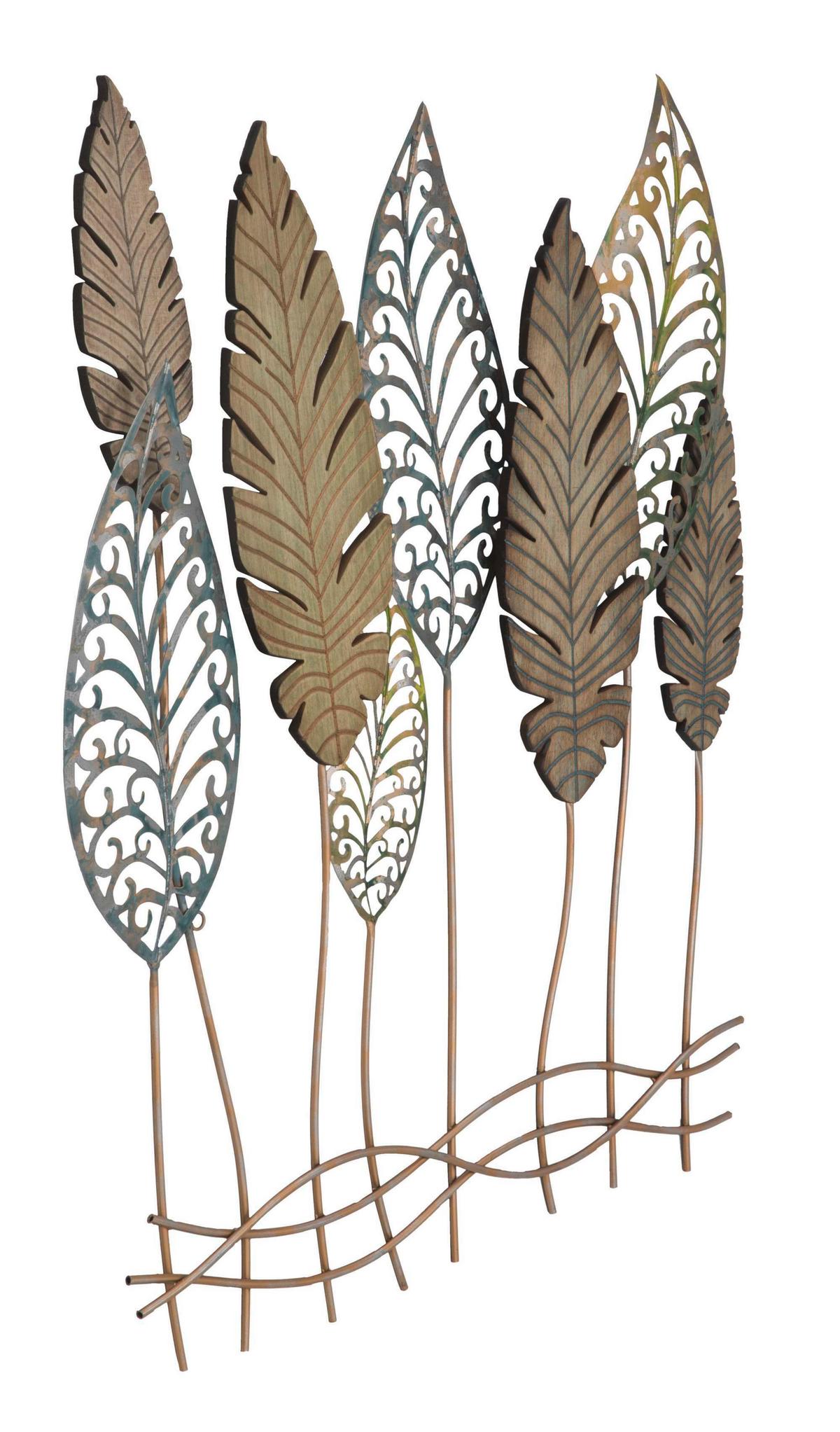 Wanddeko Leafs -c- Braun Schwarz B: 87 Cm - Schwarz/Braun, Basics, Holzwerkstoff/Metall (87/75/2.5cm)